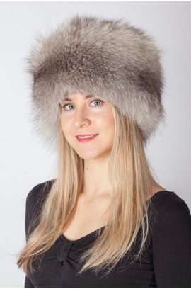 Dark grey fox fur hat